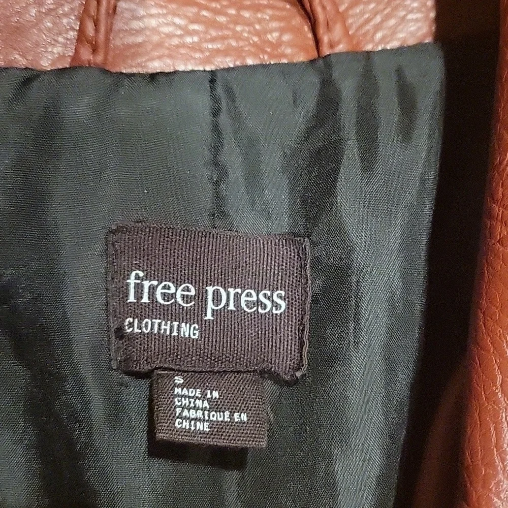 FREE PRESS Motorcycle Jacket Vegan Leather Notch Collar sz small